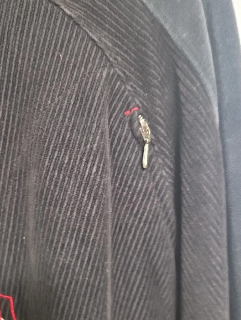 Jordan Black Corduroy Full-Zip Jacket with Red Trim, Sz. XXL